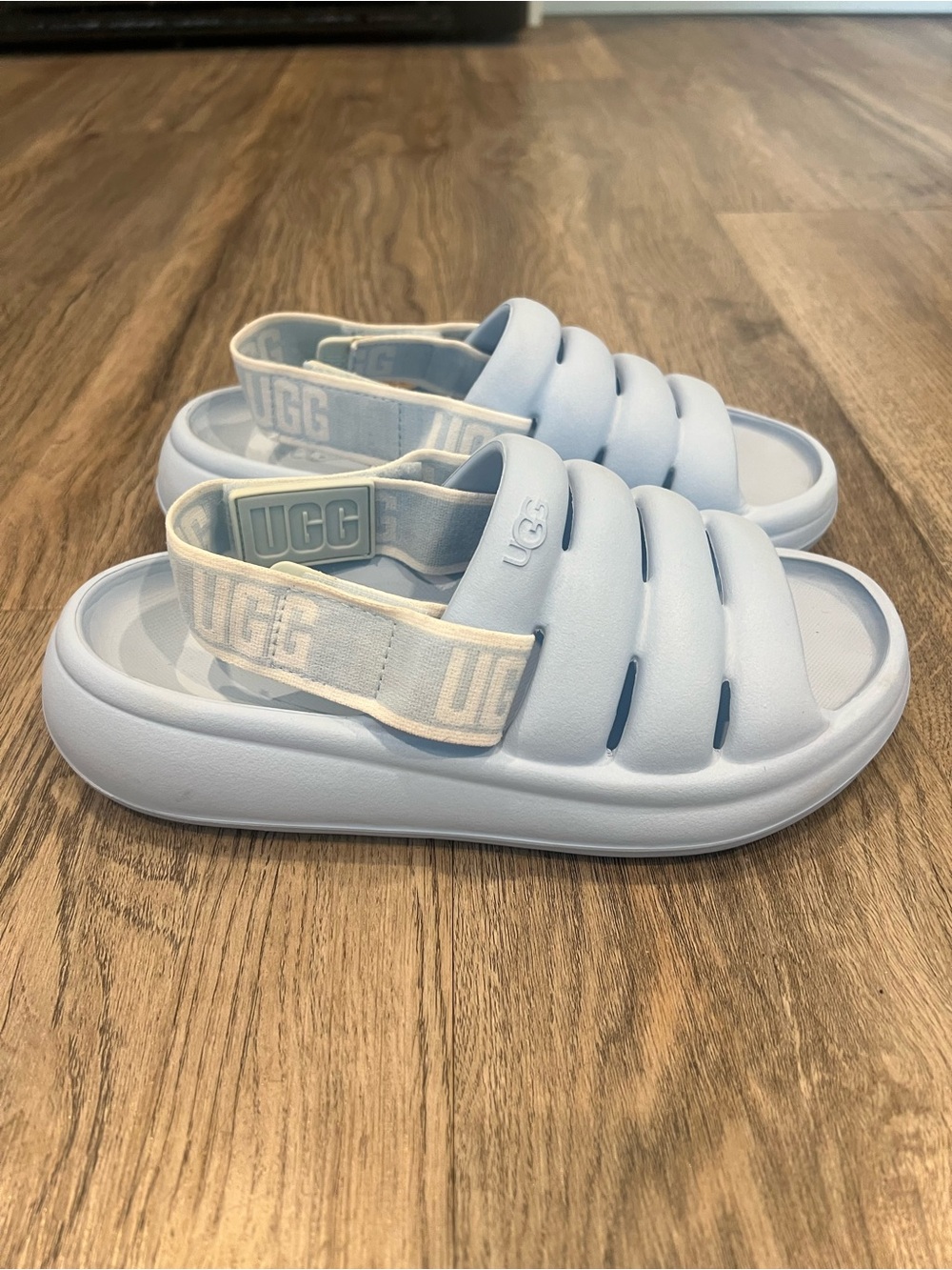 UGG Blue Sport Yeah Slides Women’s 5 Puffer Slingback Sandals Shoes Beach